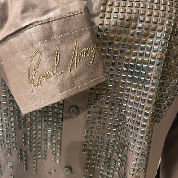 RAFAEL AMAYA SHIRT BUTTON DOWN BY RANGERS LEGEND XL CHOCOLATE STUDDED WESTERN - Picture 3 of 15
